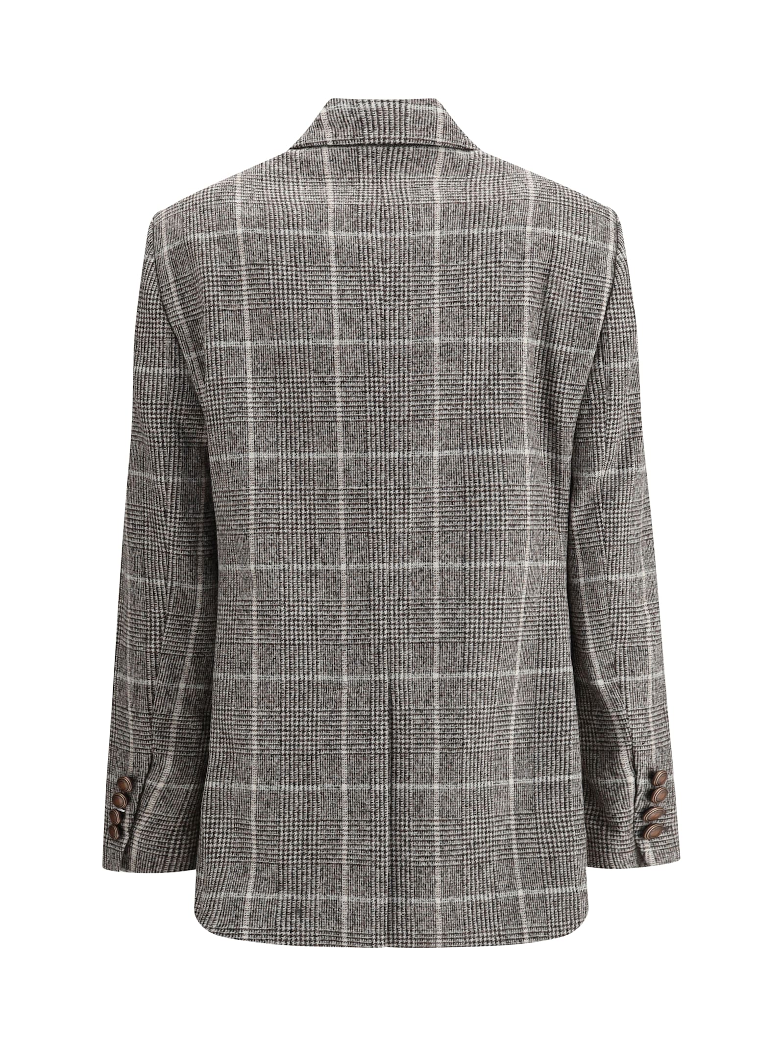 Brunello Cucinelli Alpaca And Wool Prince De Galles Blazer In Gray