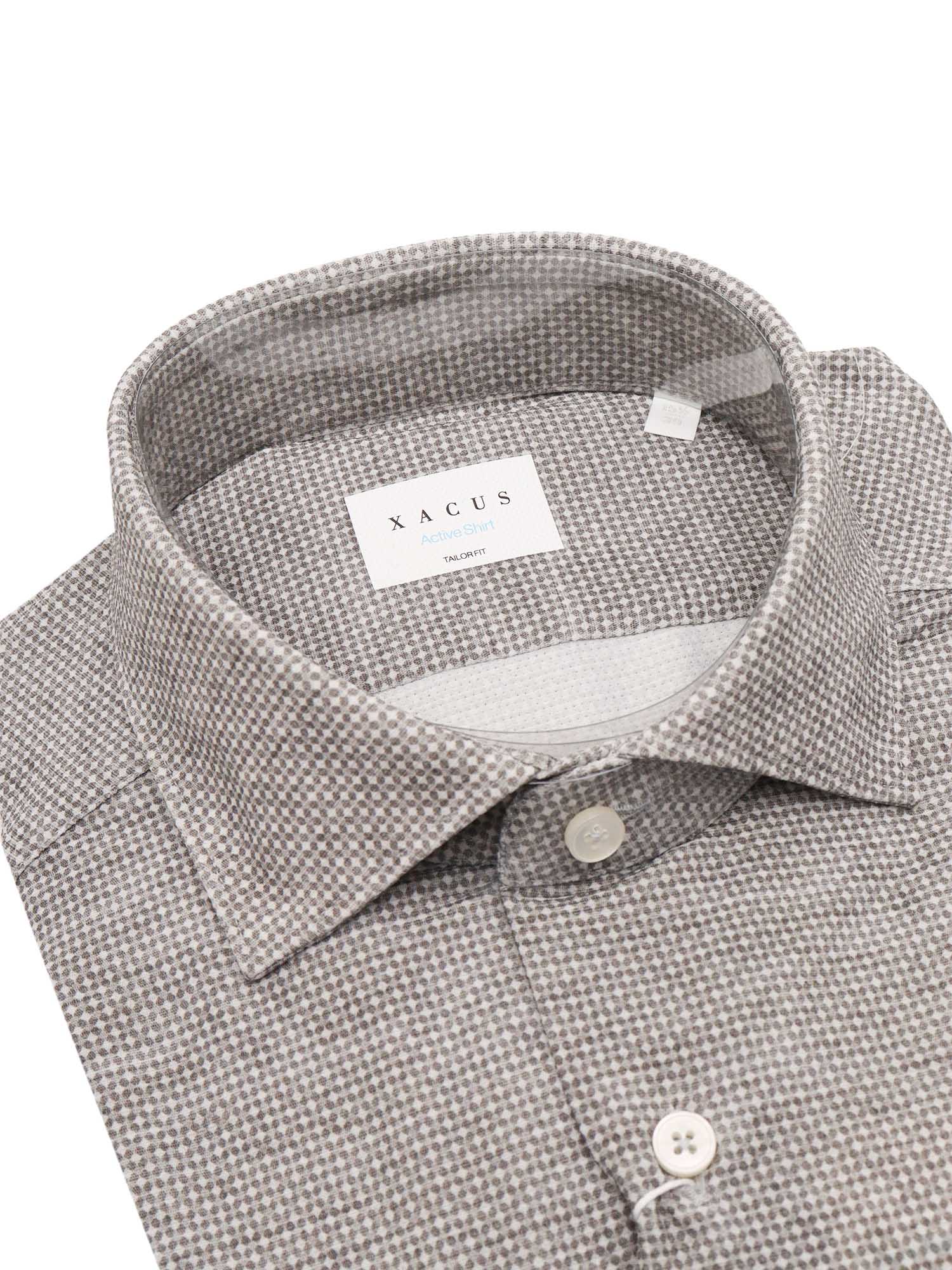 Xacus Tailored Grey Shirt With Textured Pattern In Gray