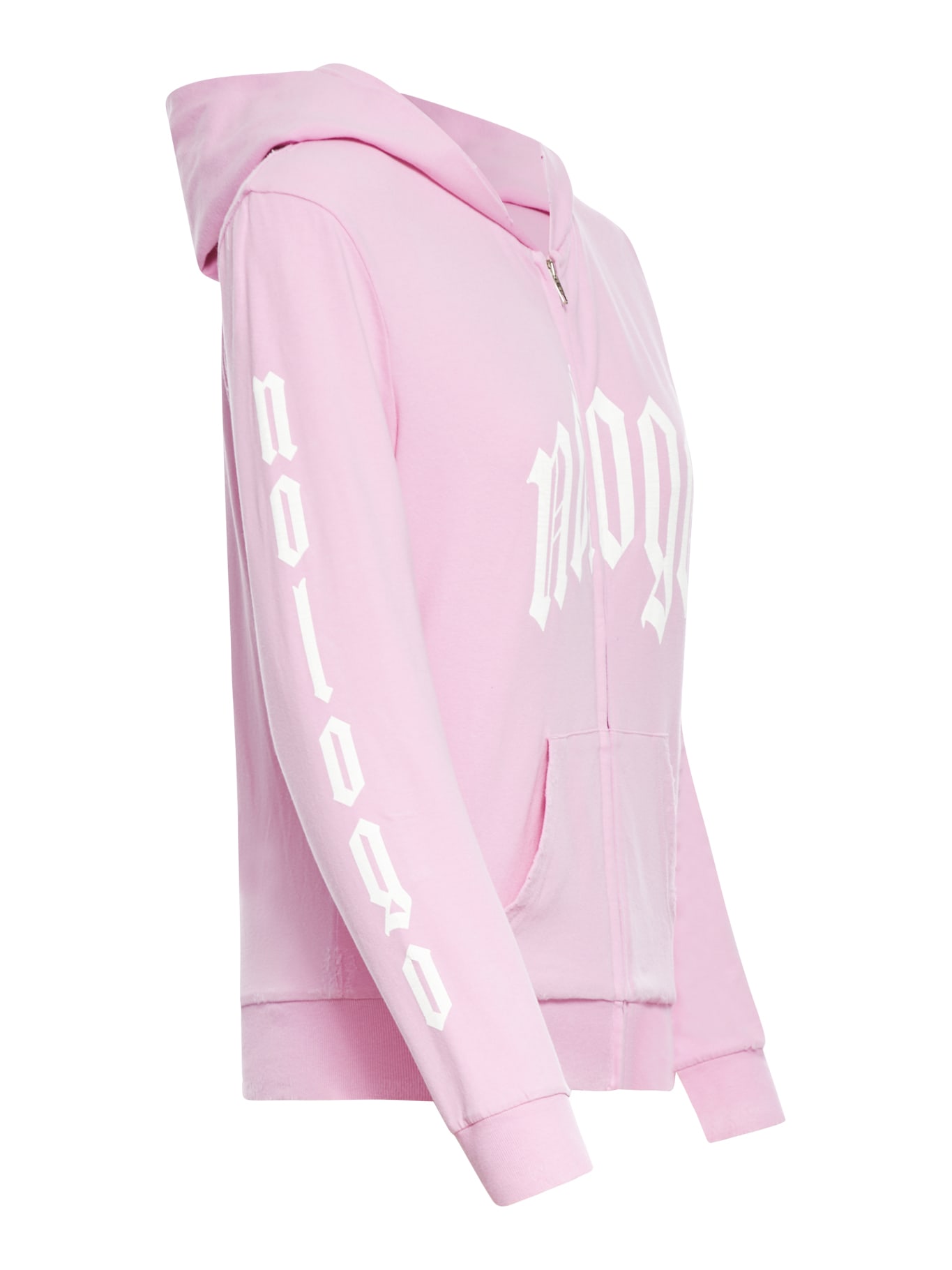 Shop Balenciaga Stretch Cotton Hoodie With Slogan Print In Light Pink White