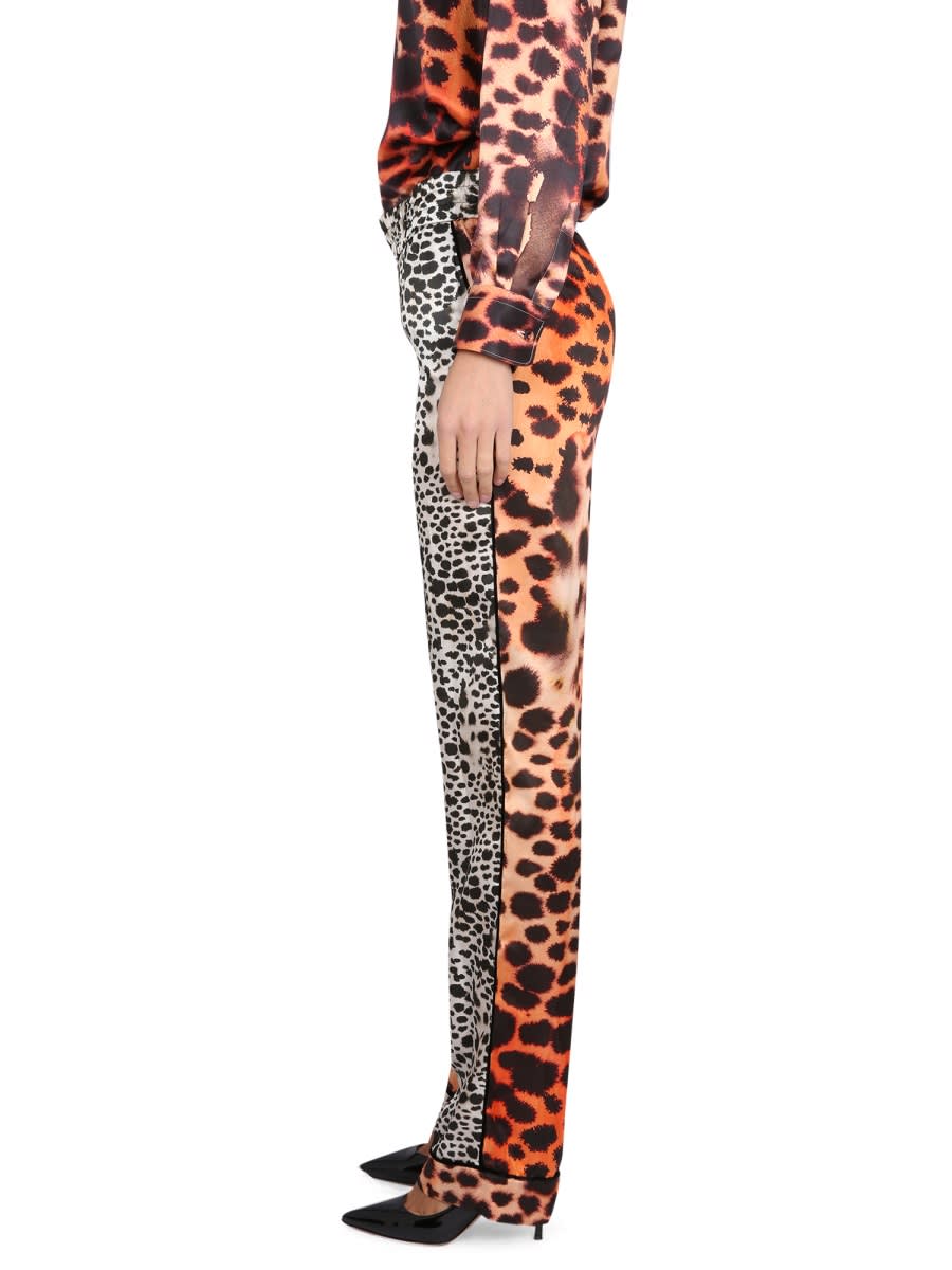 Roberto Cavalli Leopard Print Panelled Trousers In Pink