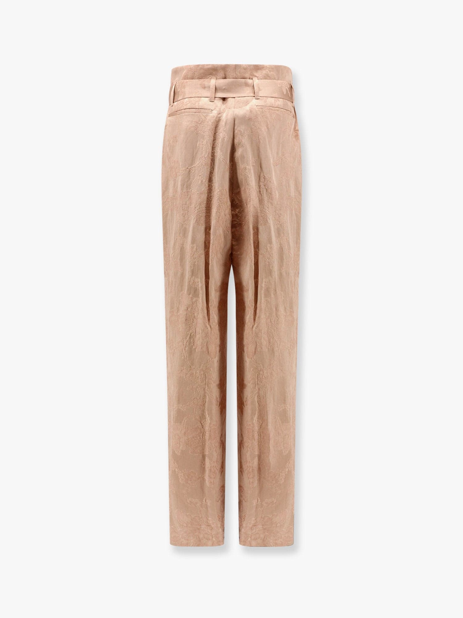 Shop Dries Van Noten Damasked Linen And Viscose Trouser With Belt In Pink