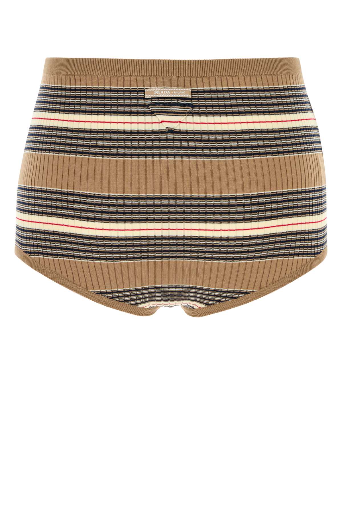Prada Shorts In Misto Cotone Stretch Ricamato  Donna In Neutral