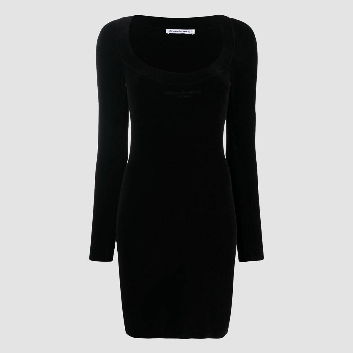 Black Cotton Blend Logo Mini Dress