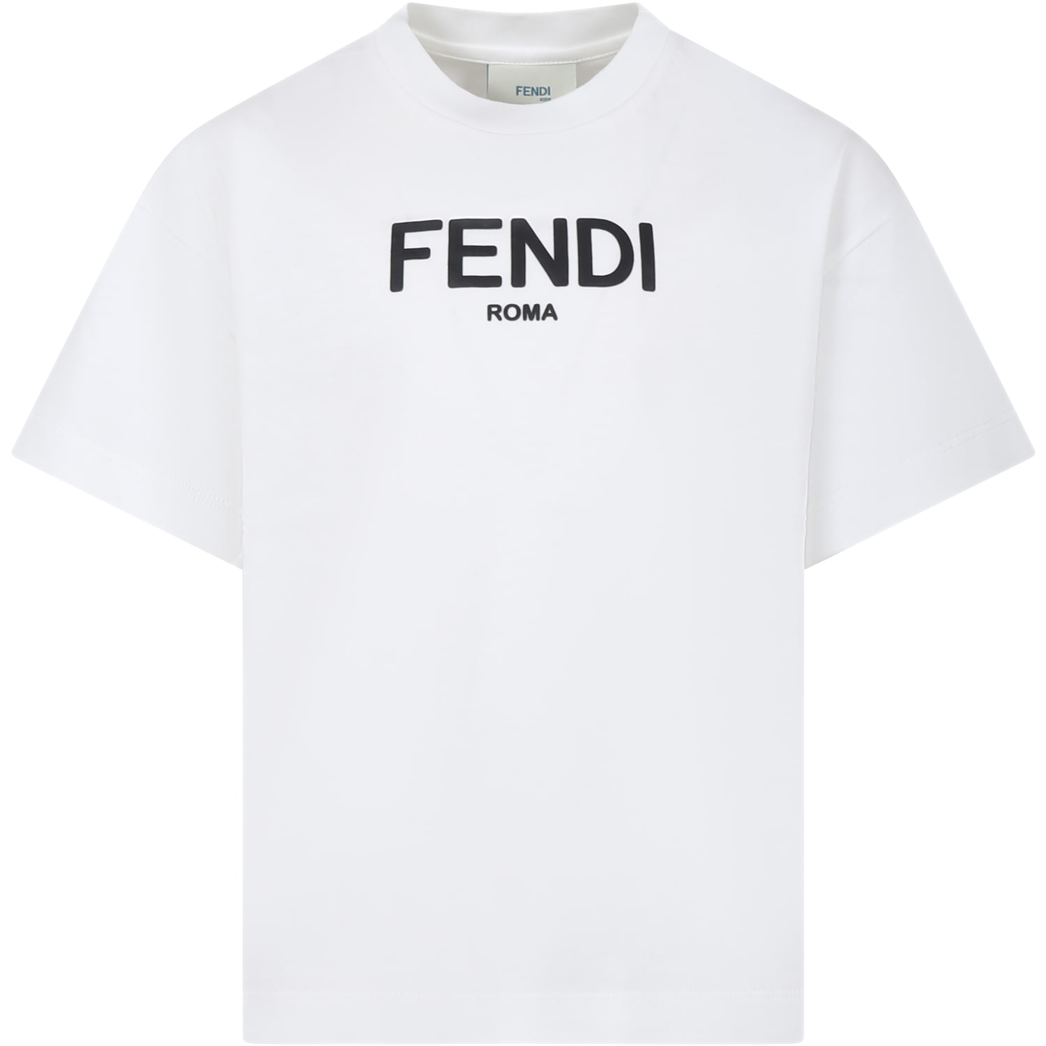 Fendi White T-shirt For Kids With Logo