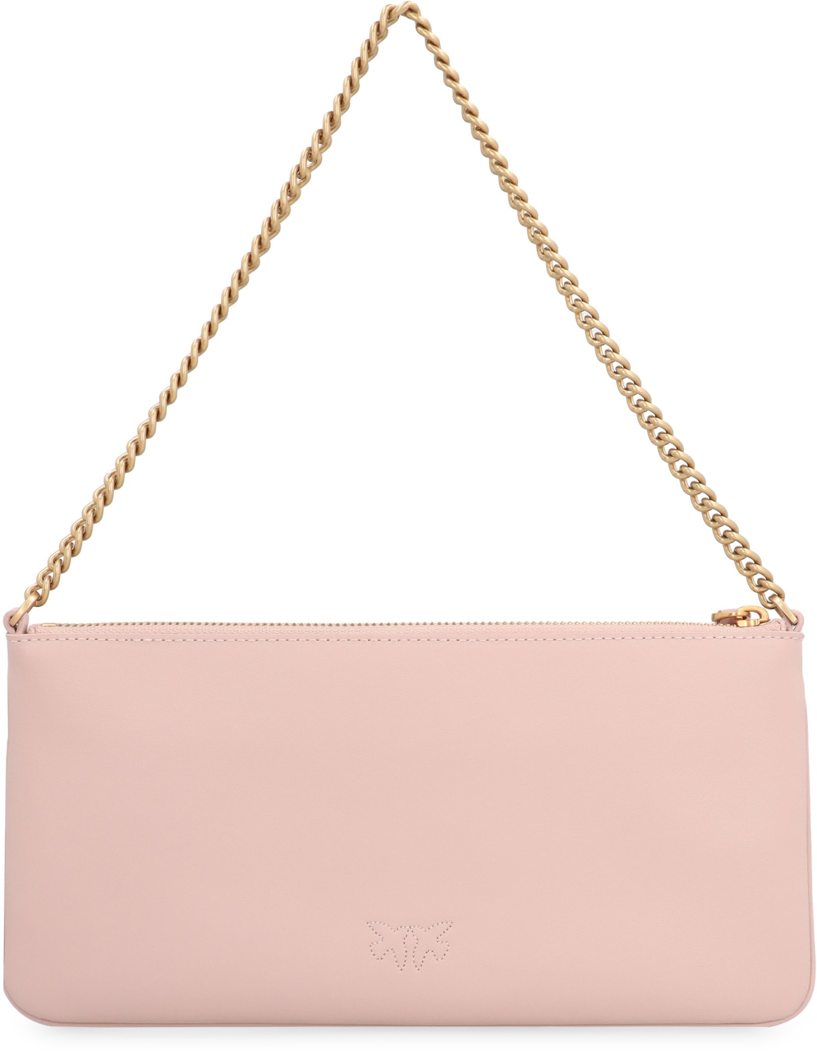 Pinko Horizontal Leather Shoulder Bag In Q Powder