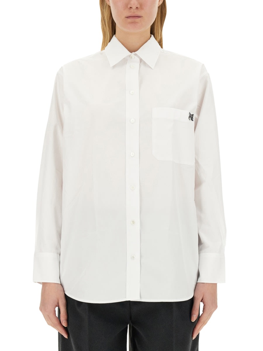 Shop Maison Kitsuné Shirt With Logo In White