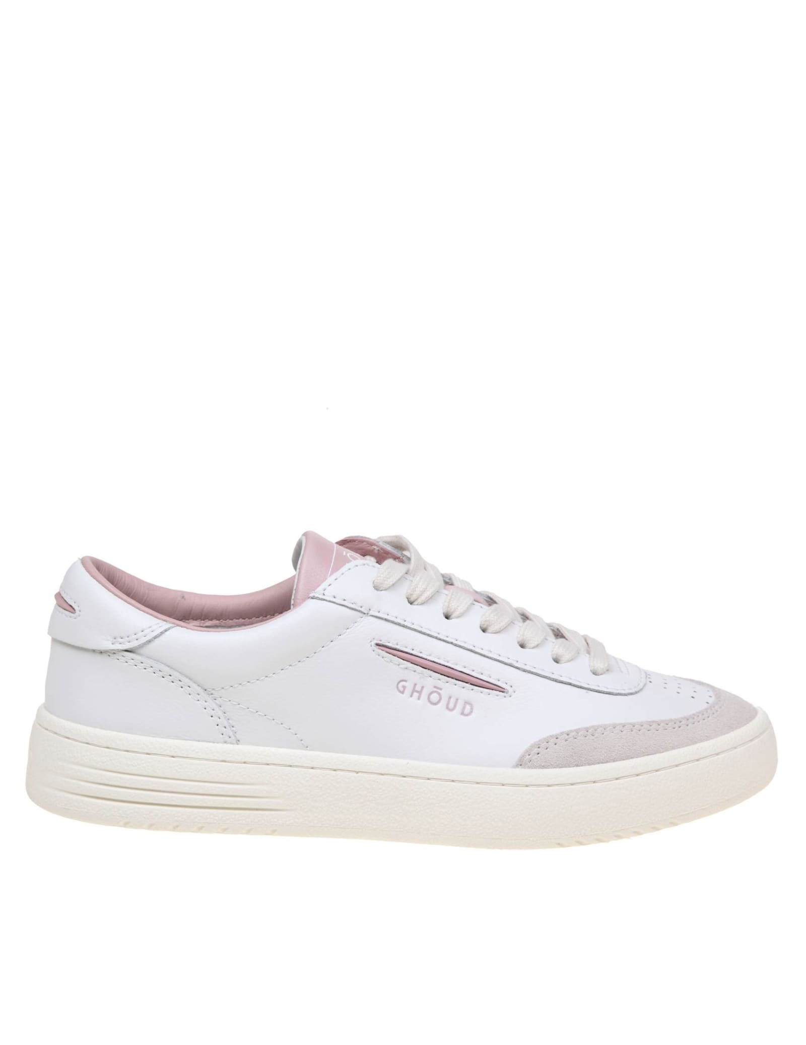 Lido Low Sneakers In White/pink Leather And Suede