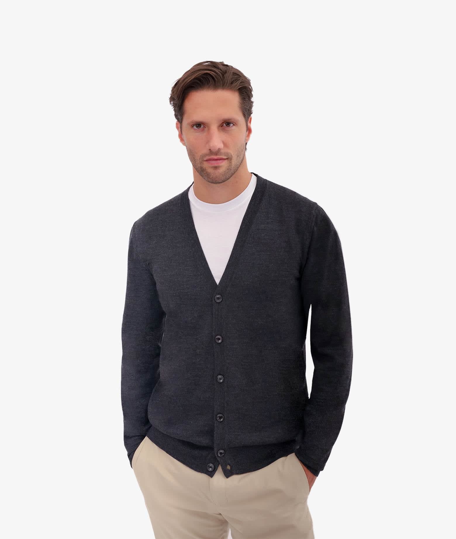 Shop Larusmiani Cardigan Merino Sweater In Dimgray