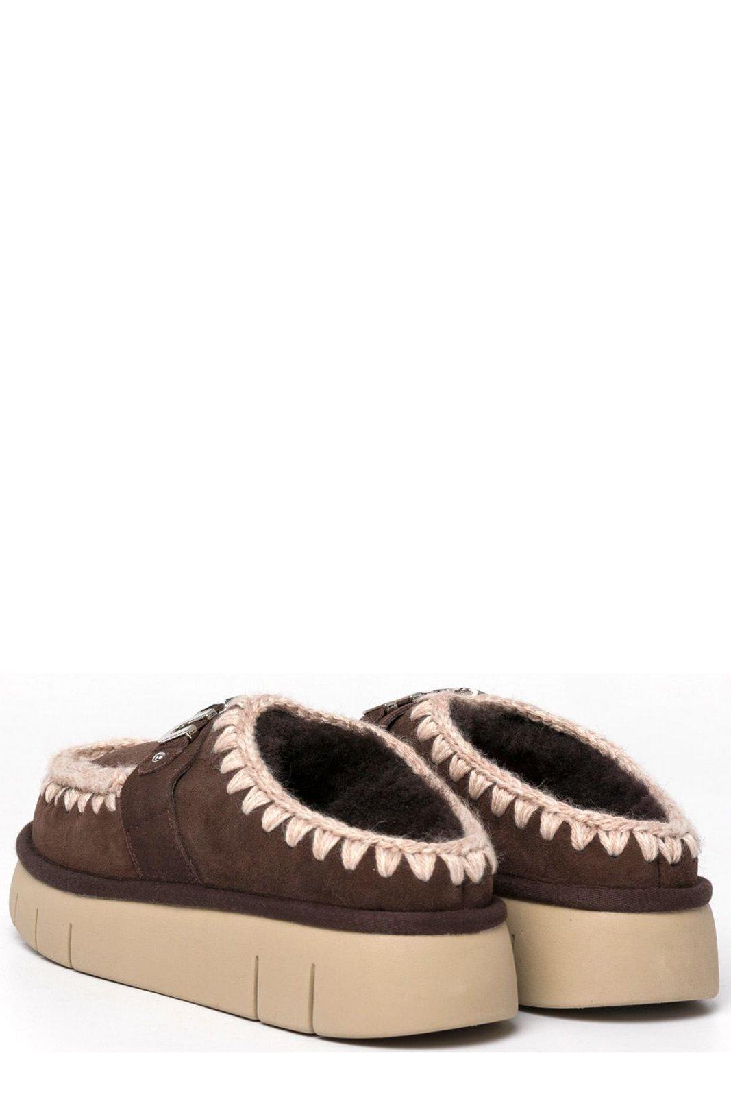 Mou Moka Bounce Metal Logo Leather Wool Rubber Clog Shoe In Multi