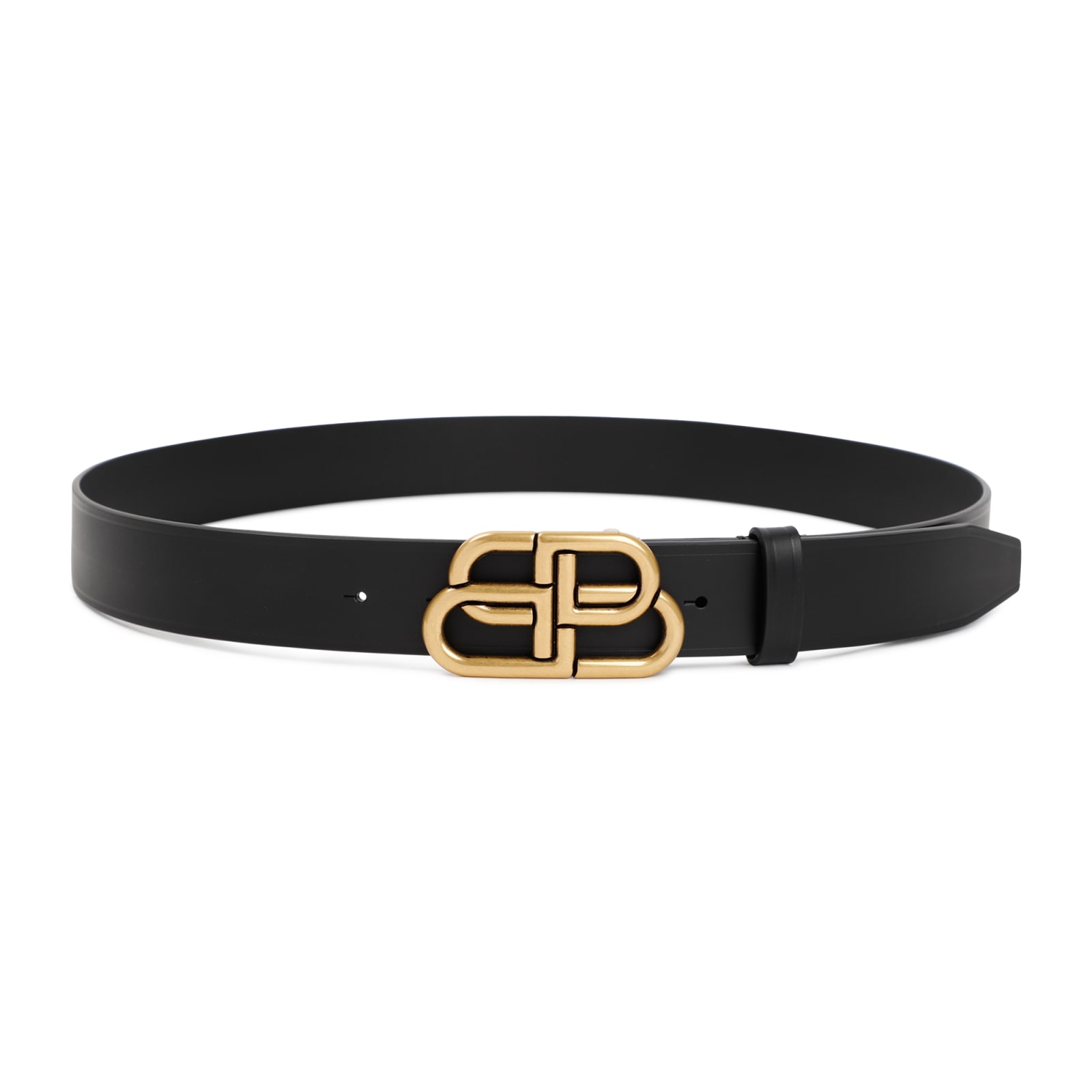 Shop Balenciaga Leather Bb Belt In Black