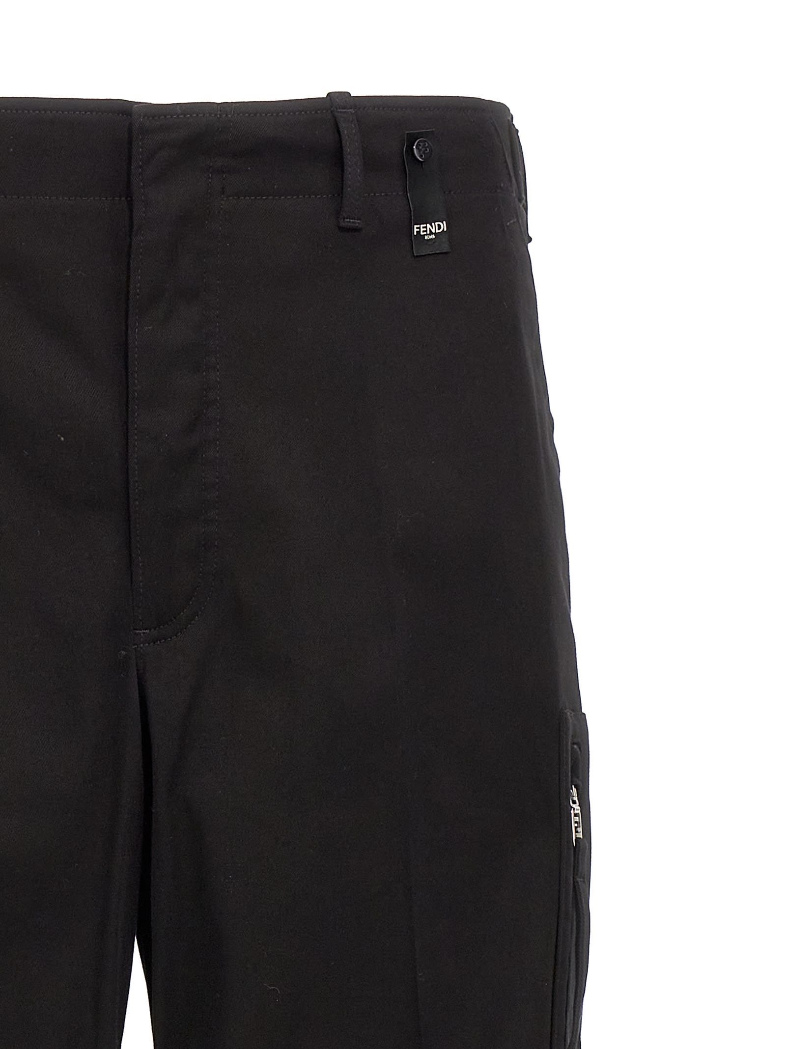 Shop Fendi Gabardine Trousers In Black