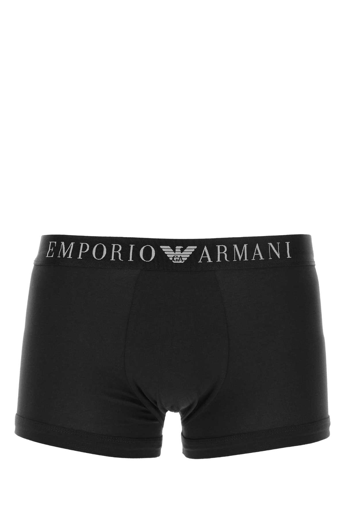 Shop Emporio Armani Black Stretch Cotton Boxer In 00020