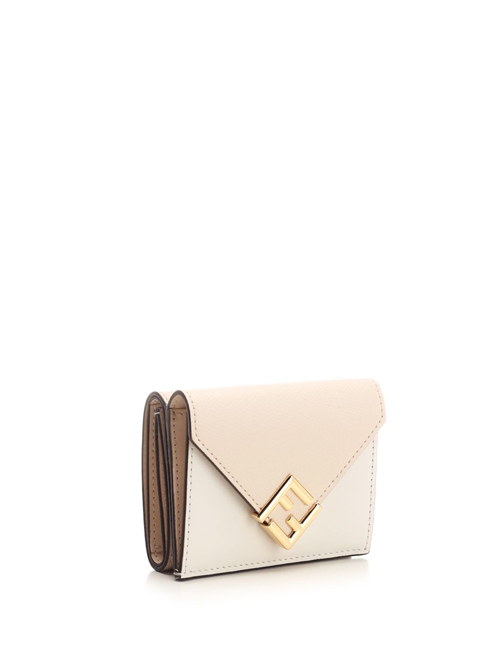 Shop Fendi Ff Diamonds Tri-fold Wallet In White