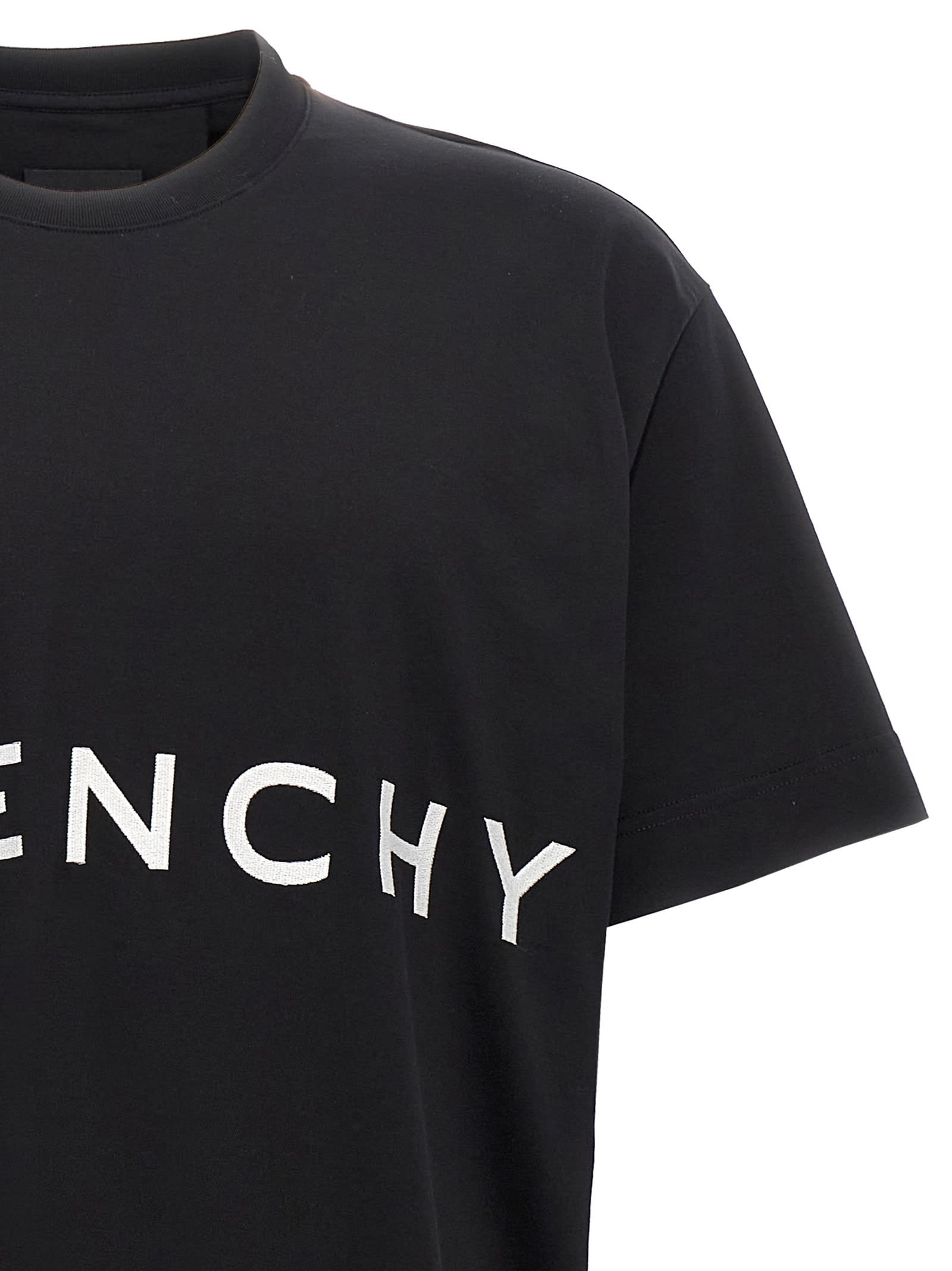 Shop Givenchy Logo Embroidery T-shirt In White/black