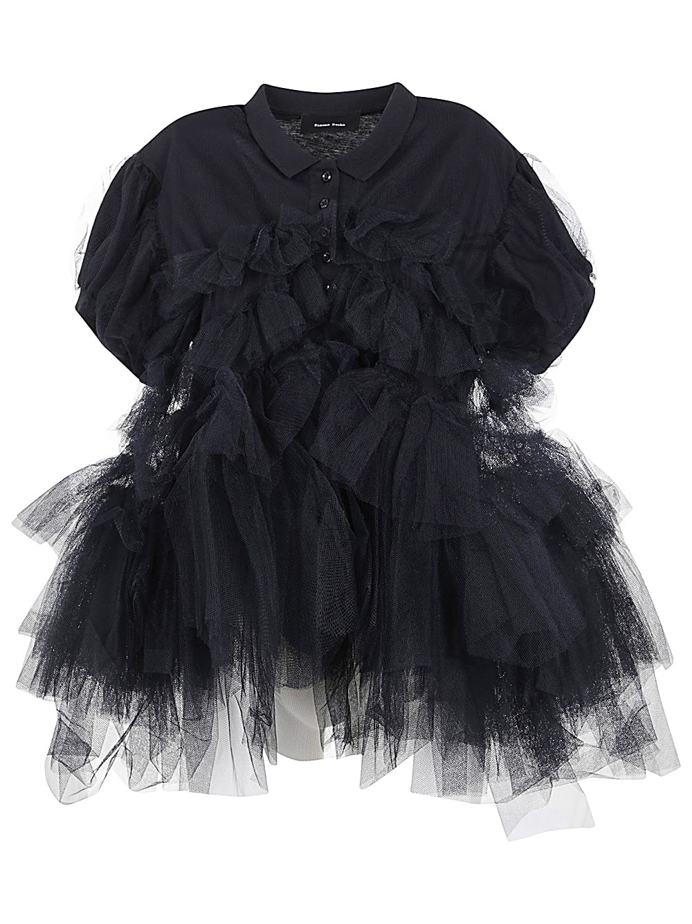 Puff Sleeve Tulle Frill Polo Shirt
