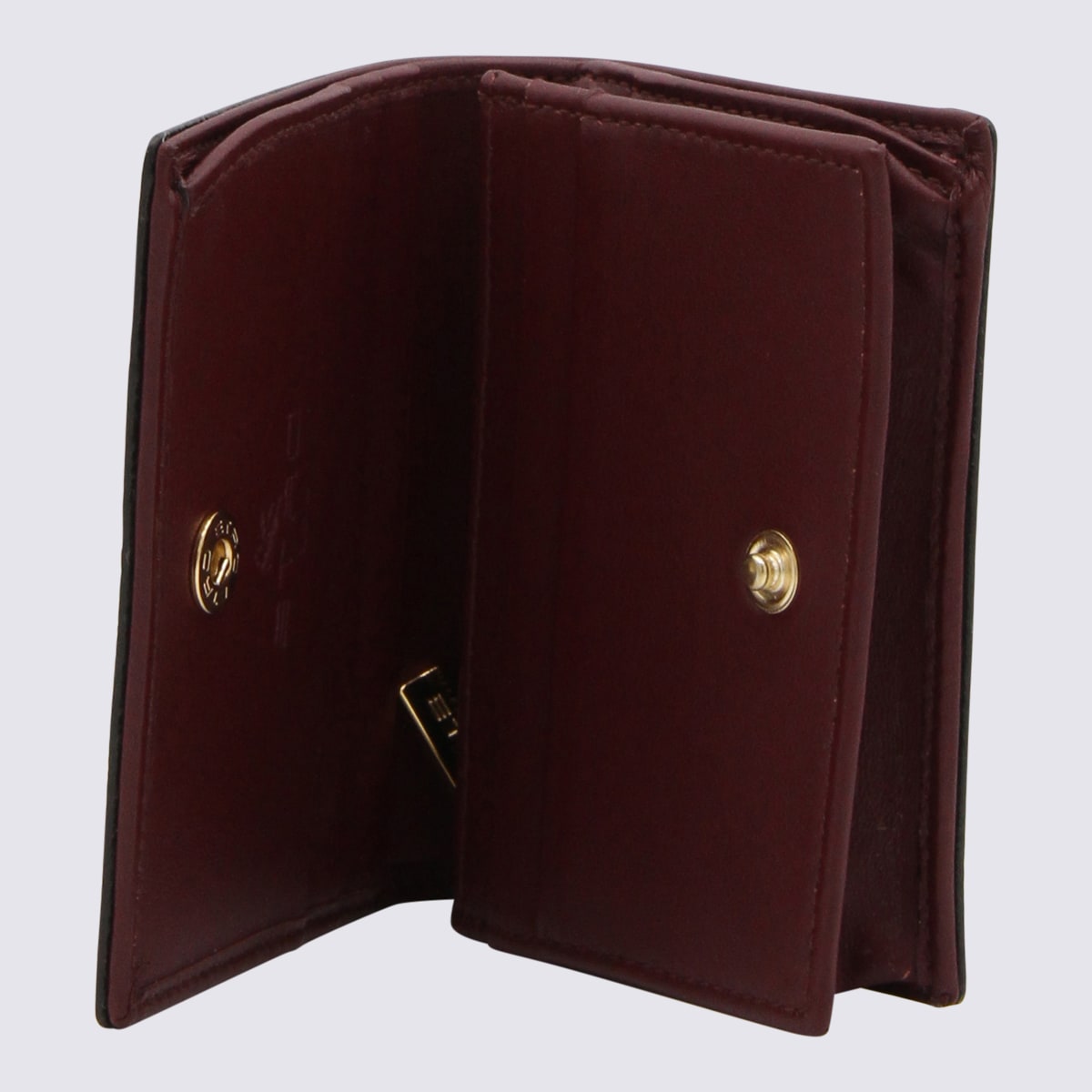 Shop Etro Dark Red Leather And Multicolour Canvas Cardholder In Brown