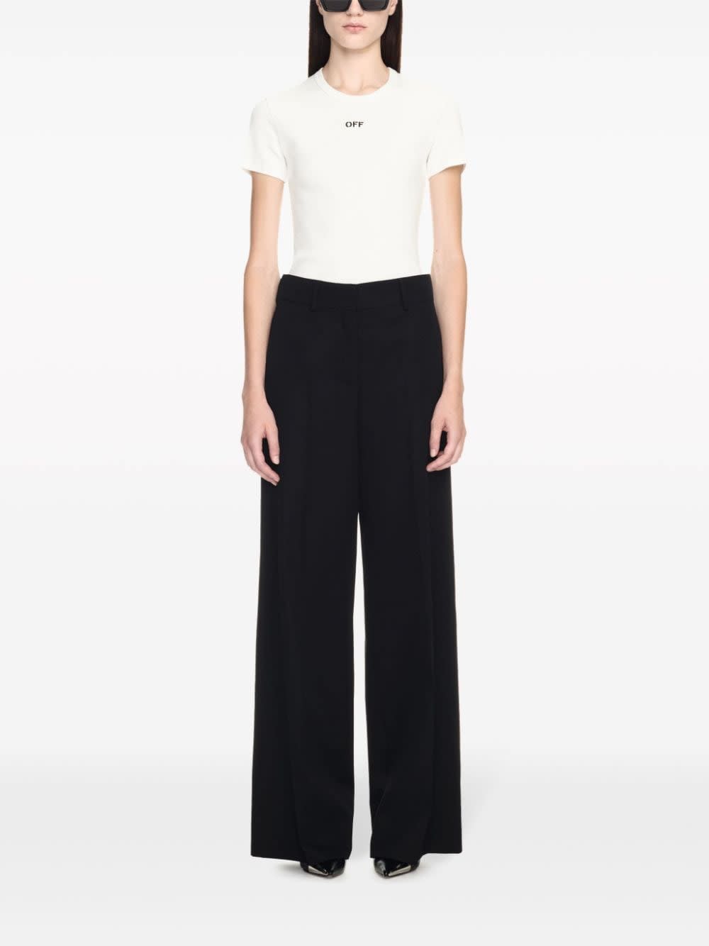 Off-white Off White Formal Over Wool Trousers In Black