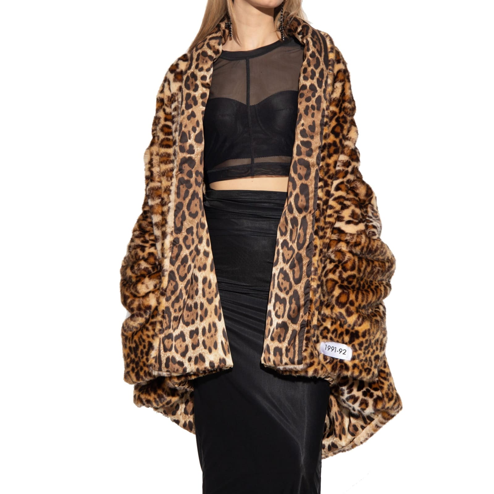 Shop Dolce & Gabbana X Kim Leopard Faux Fur Jacket In Brown