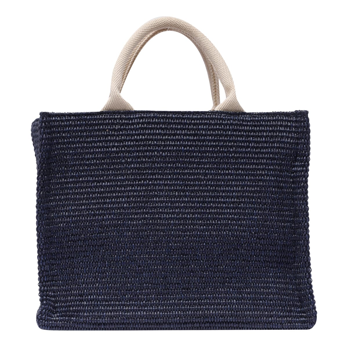 Shop Marni Small Rafia Effect Logo Tote Bag In Blue