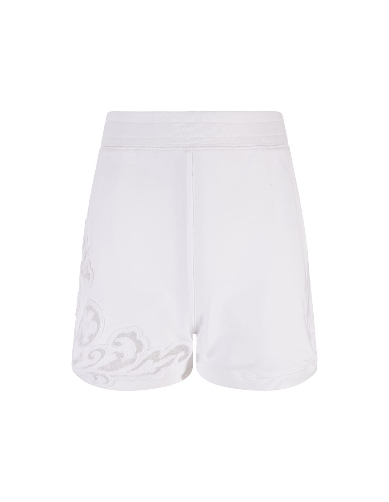 ERMANNO SCERVINO WHITE SPORTS SHORTS WITH EMBROIDERY