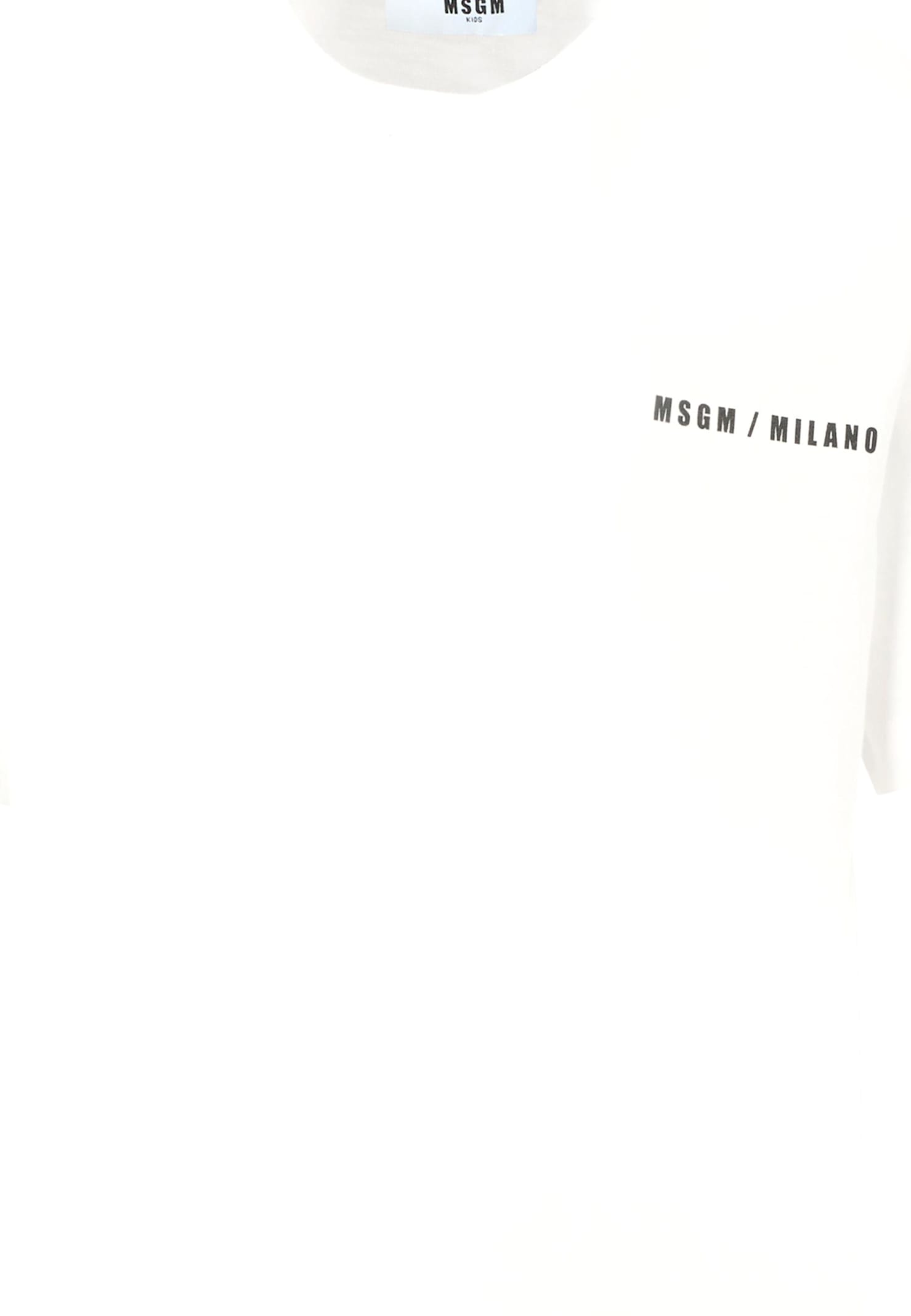 Msgm White T-shirt For Kids With Logo In White