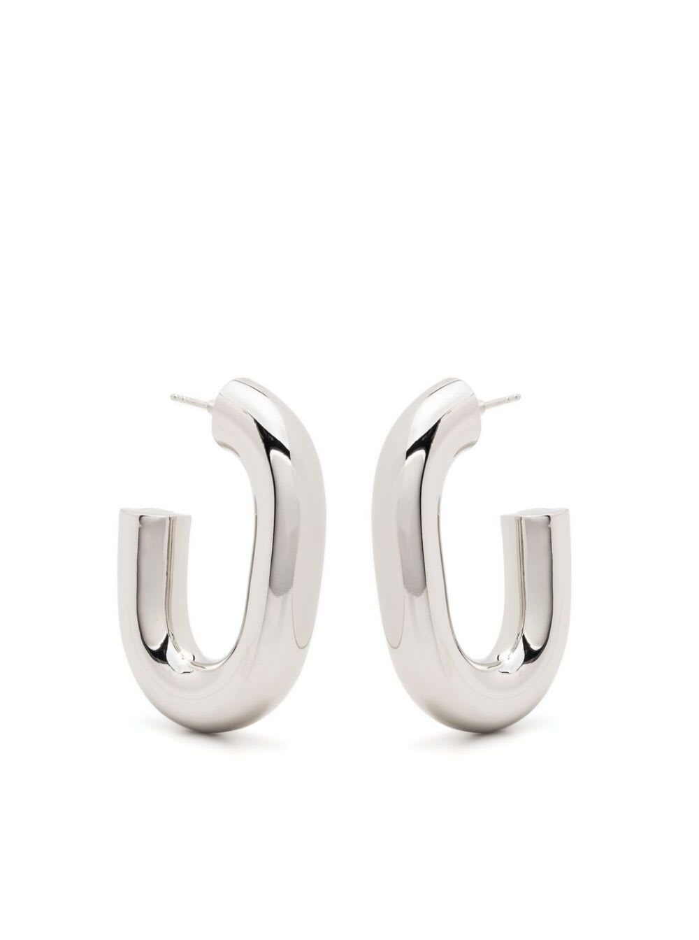 PACO RABANNE XL LINK SILVER-TONE SHINY HOOP EARRINGS IN RESIN AND ALLUMINIUM WOMAN PACO RABANNE