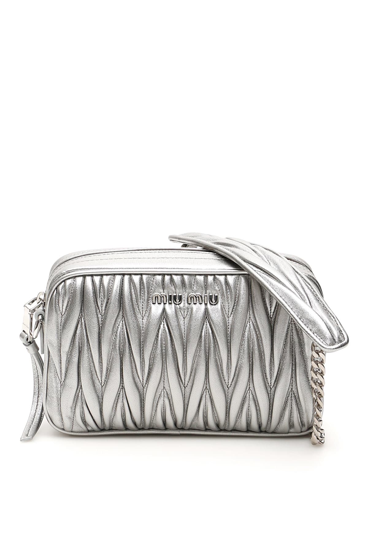 Miu Miu Matelassé Nappa Camera Bag In Cromo (silver)