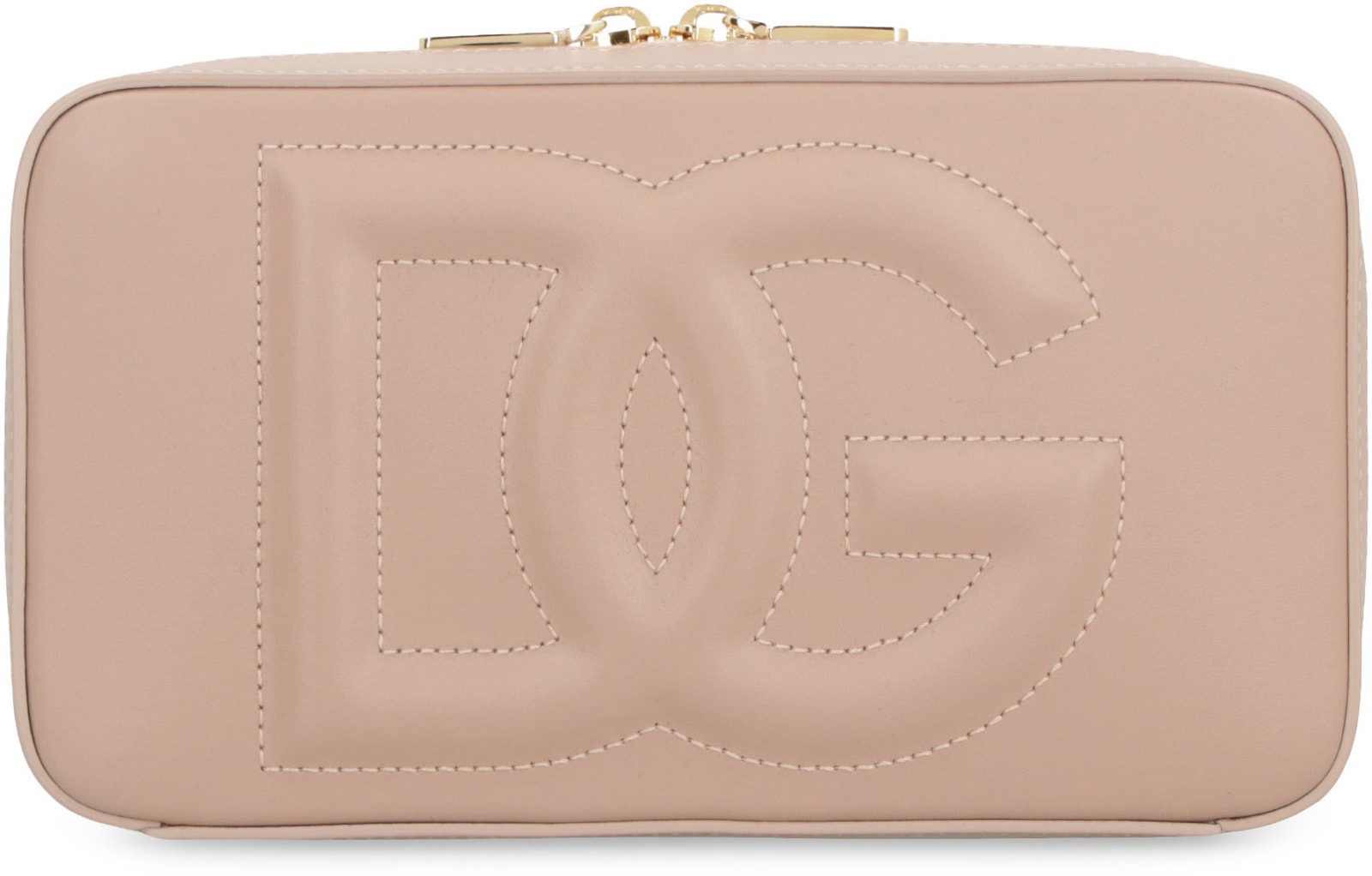 Shop Dolce & Gabbana Dg Logo Leather Camera Bag In Pale Pink