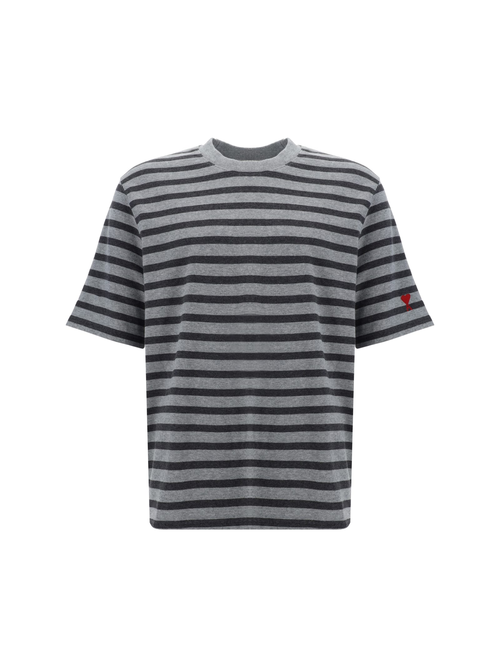 Shop Ami Alexandre Mattiussi T-shirt In Light Grey/dark Grey