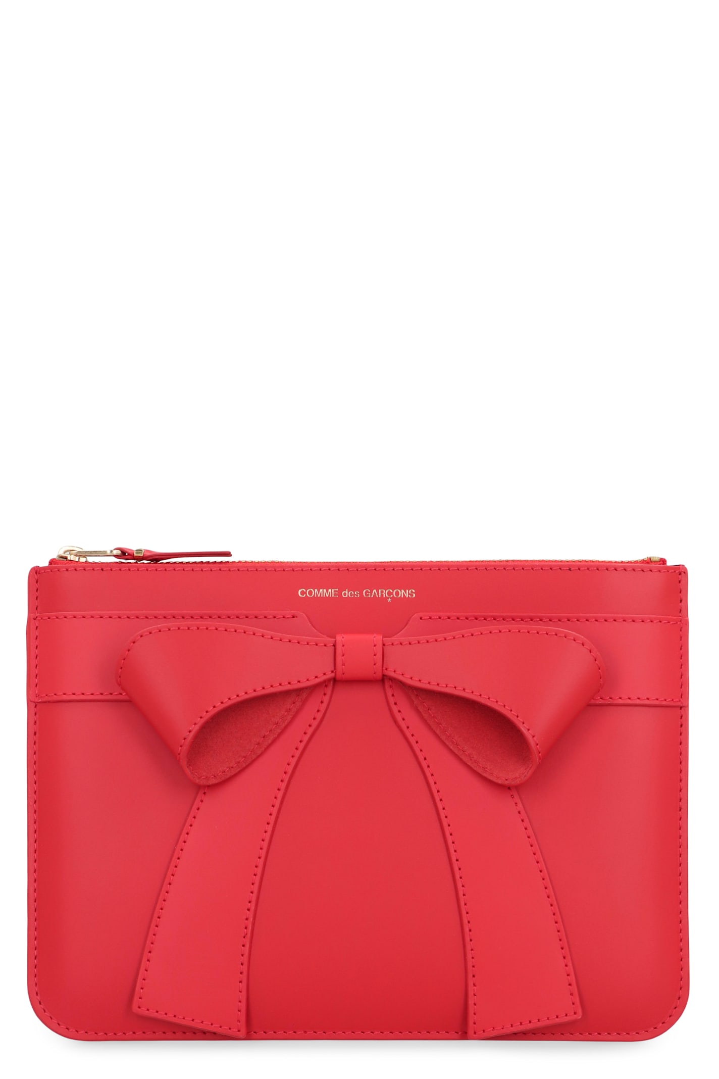 Comme Des Garçons Leather Pouch In Red
