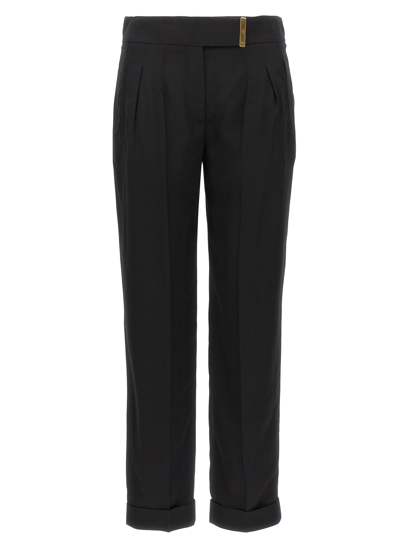 Tom Ford Metal Bar Detailed Straight-leg Pants In Black