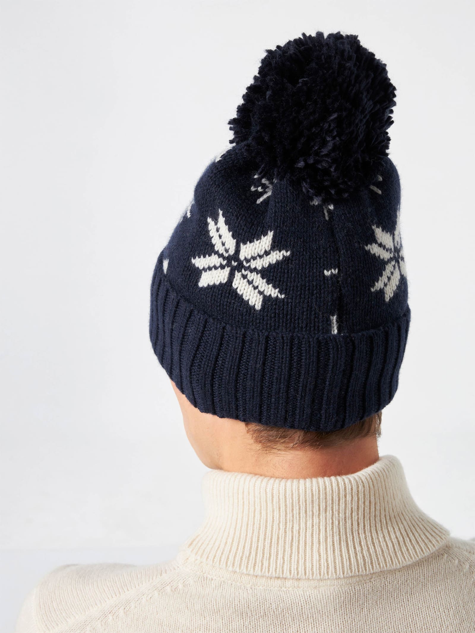 Mc2 Saint Barth Man Navy Blue Beanie With Norwegian Pattern In Blue