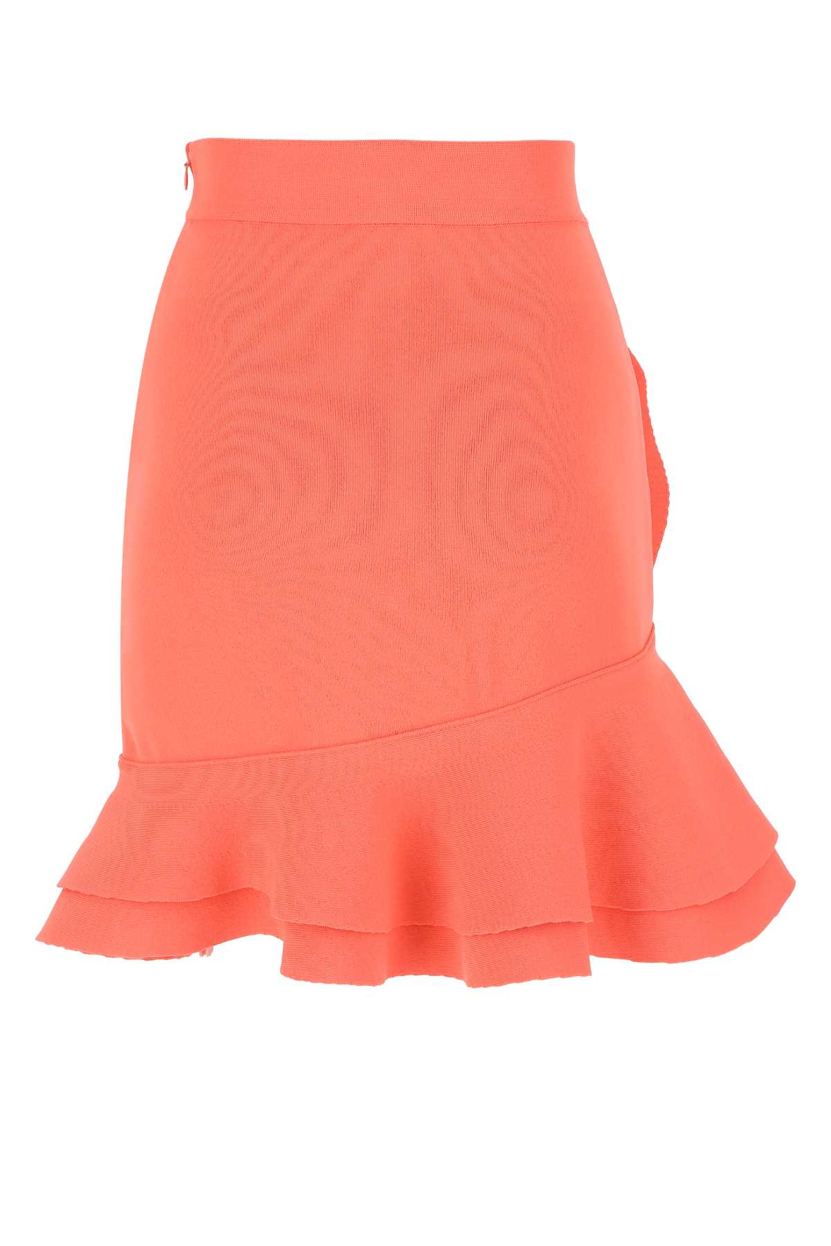 Shop Alexander Mcqueen Salmon Stretch Viscose Blend Mini Skirt In 6068