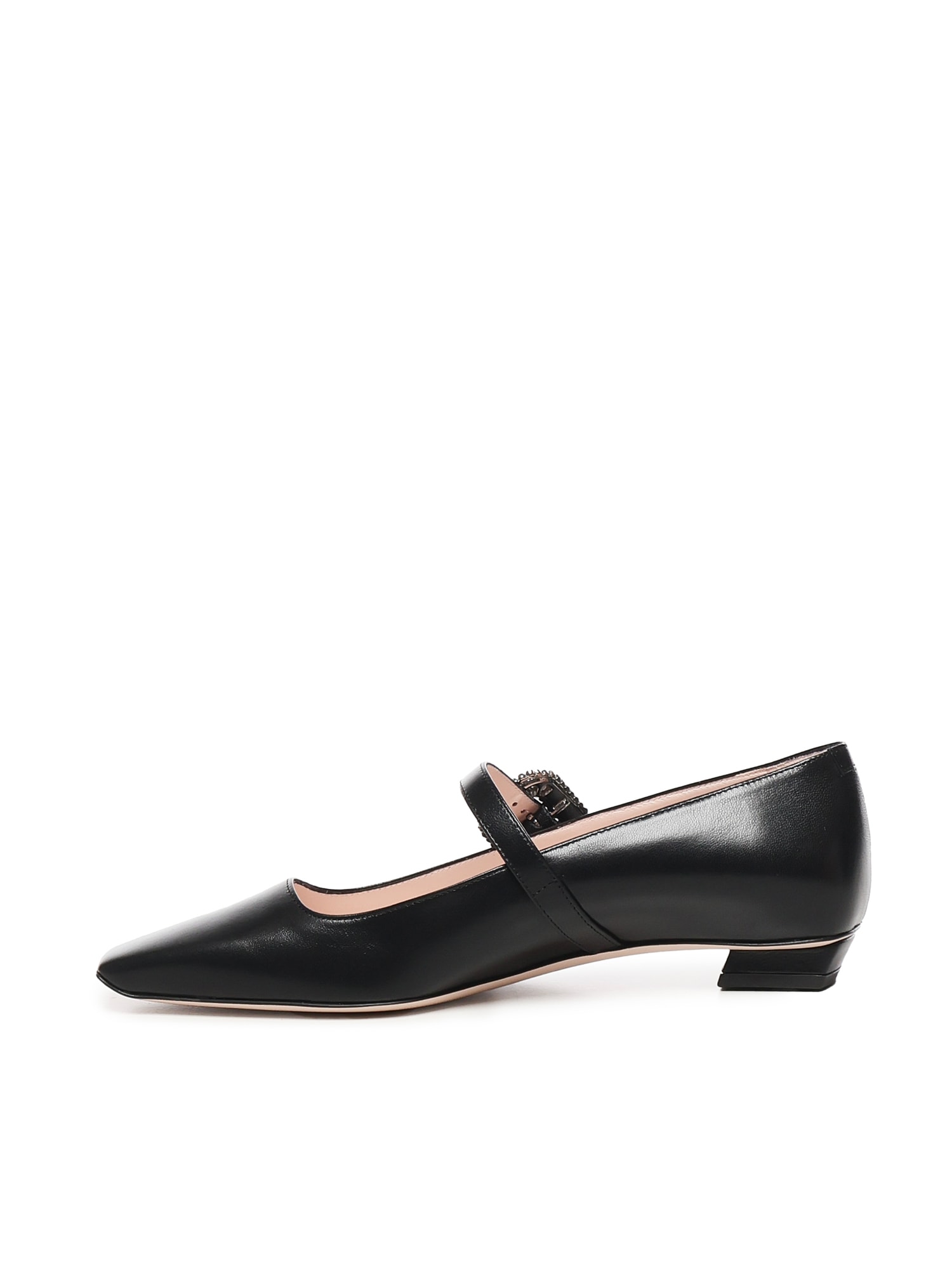 Roger Vivier Belle Vivier Leather Ballerinas In Black