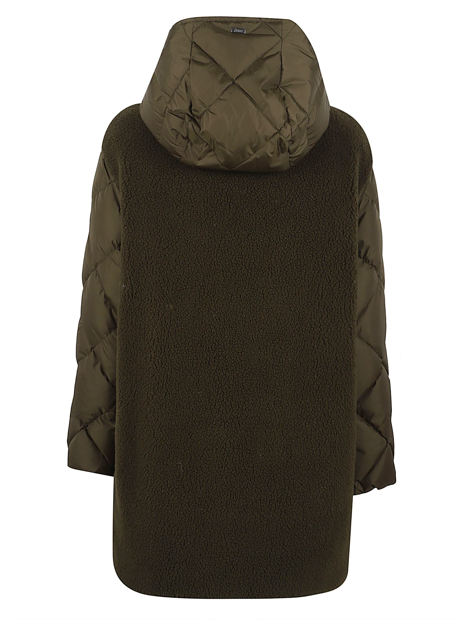 Herno Down Jacket With Faux Fur Insert In Green