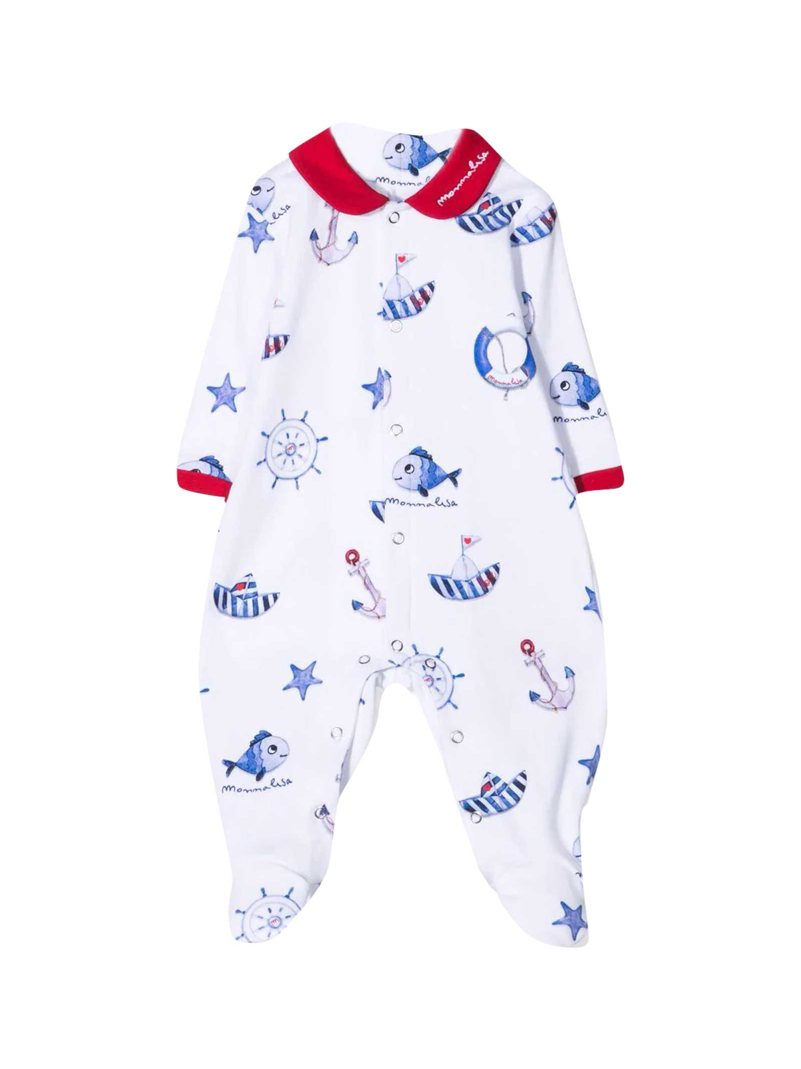 Monnalisa Kids' Print Pajamas In Bianco/rosso