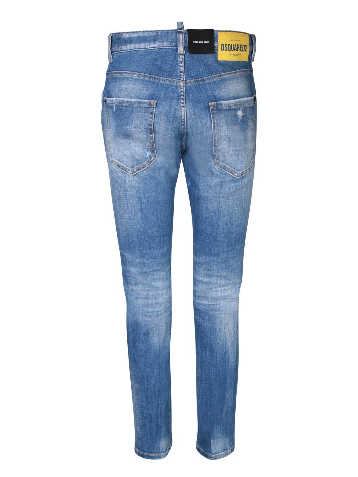 Shop Dsquared2 Logo-patch Ripped Straight-leg Jeans In Blu