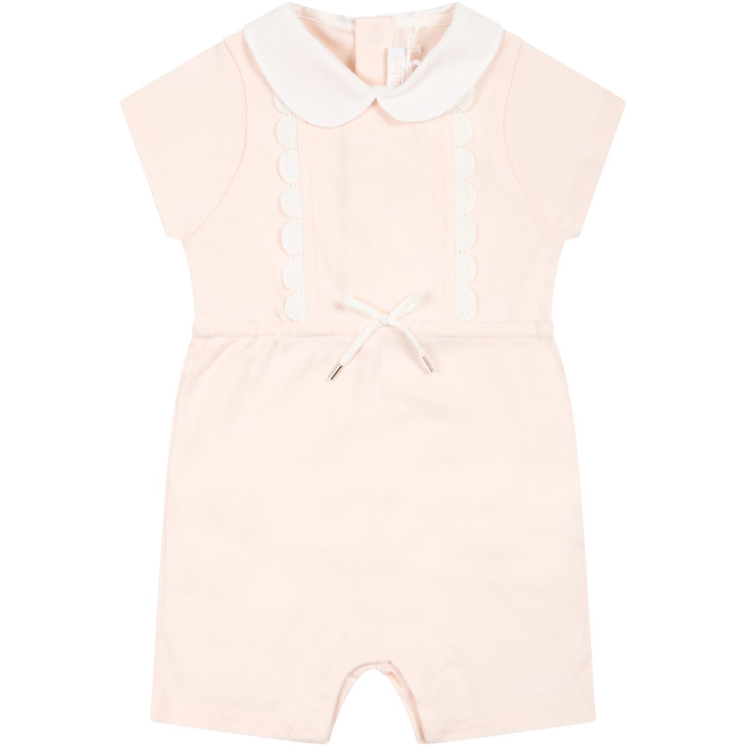 Chloé Pink Romper For Baby Girl With Logo