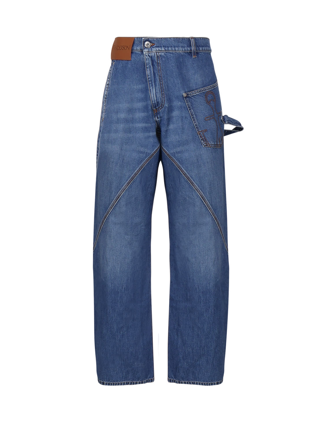 Shop Jw Anderson Oversized Wide Leg Jeans In Blue