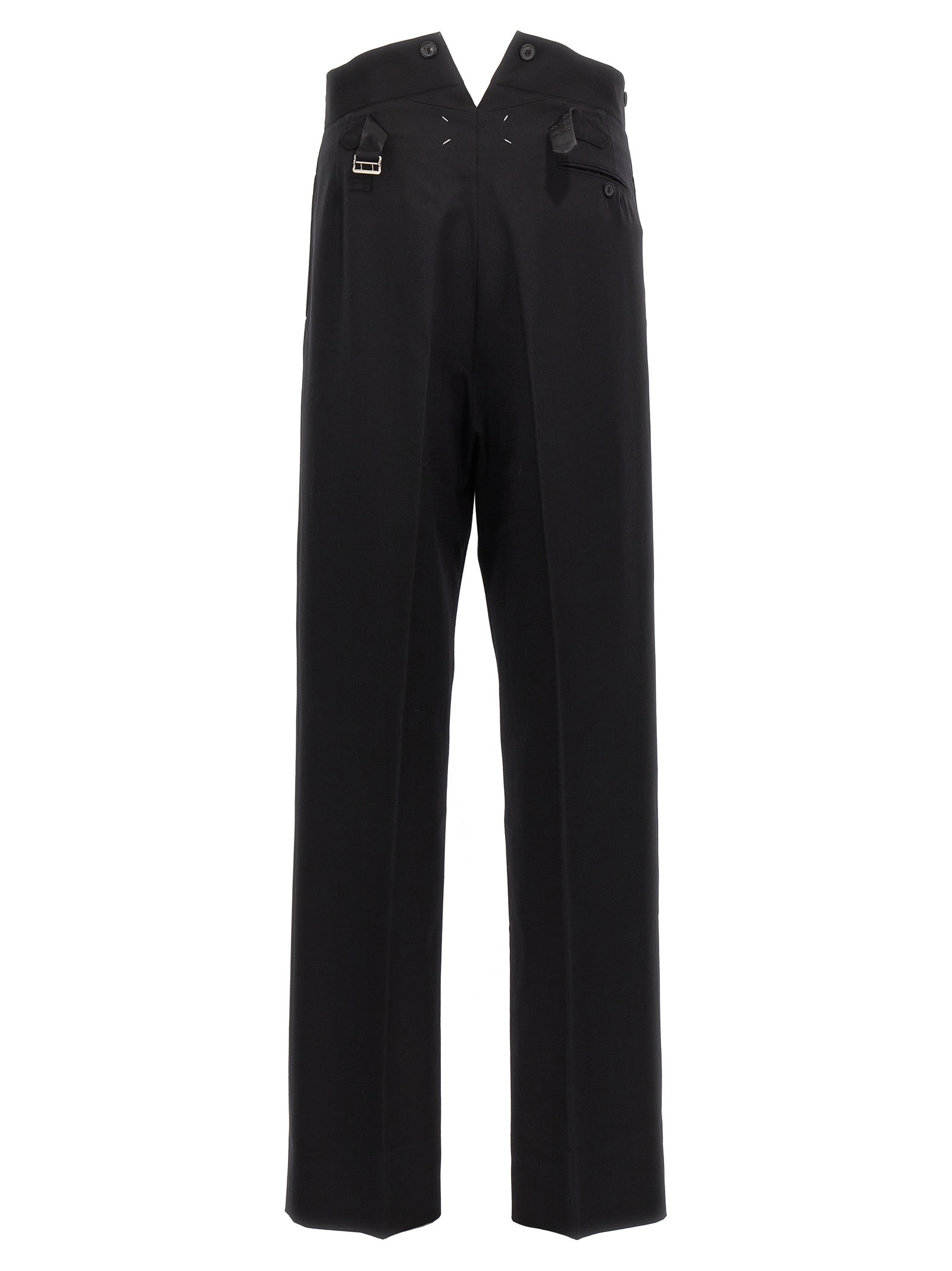 Shop Maison Margiela Strap Wool Pants In Black