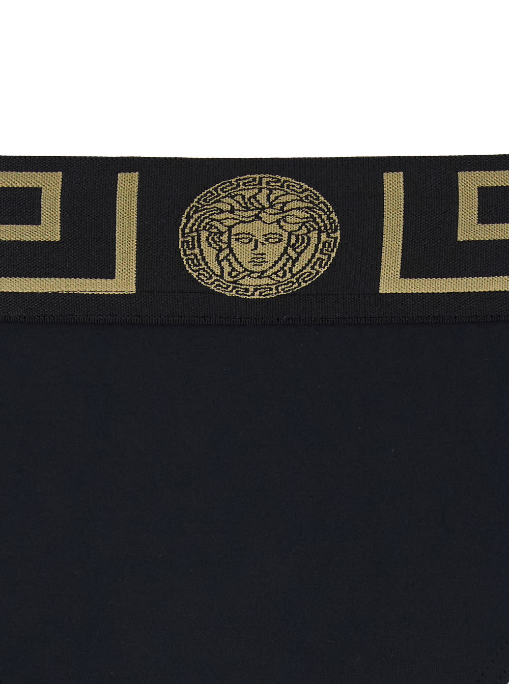 Versace Black Speedo With Greca Detail In Tech Fabric Man In Black
