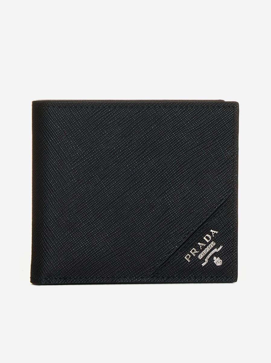 Shop Prada Saffiano Leather Bifold Wallet In Black