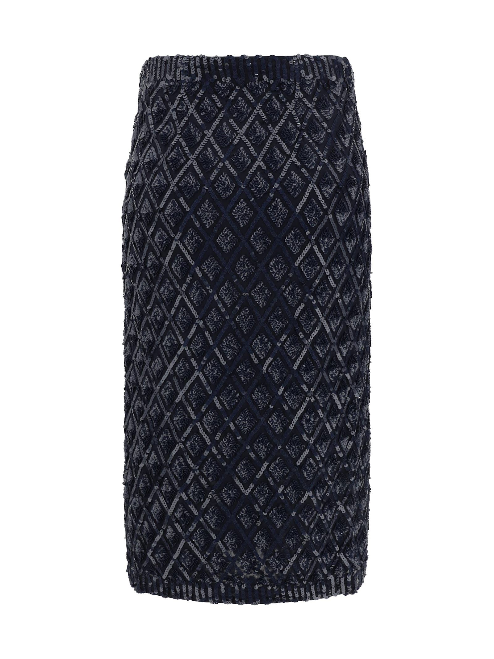 Shop P.a.r.o.s.h Sequined Midi Skirt In Blu