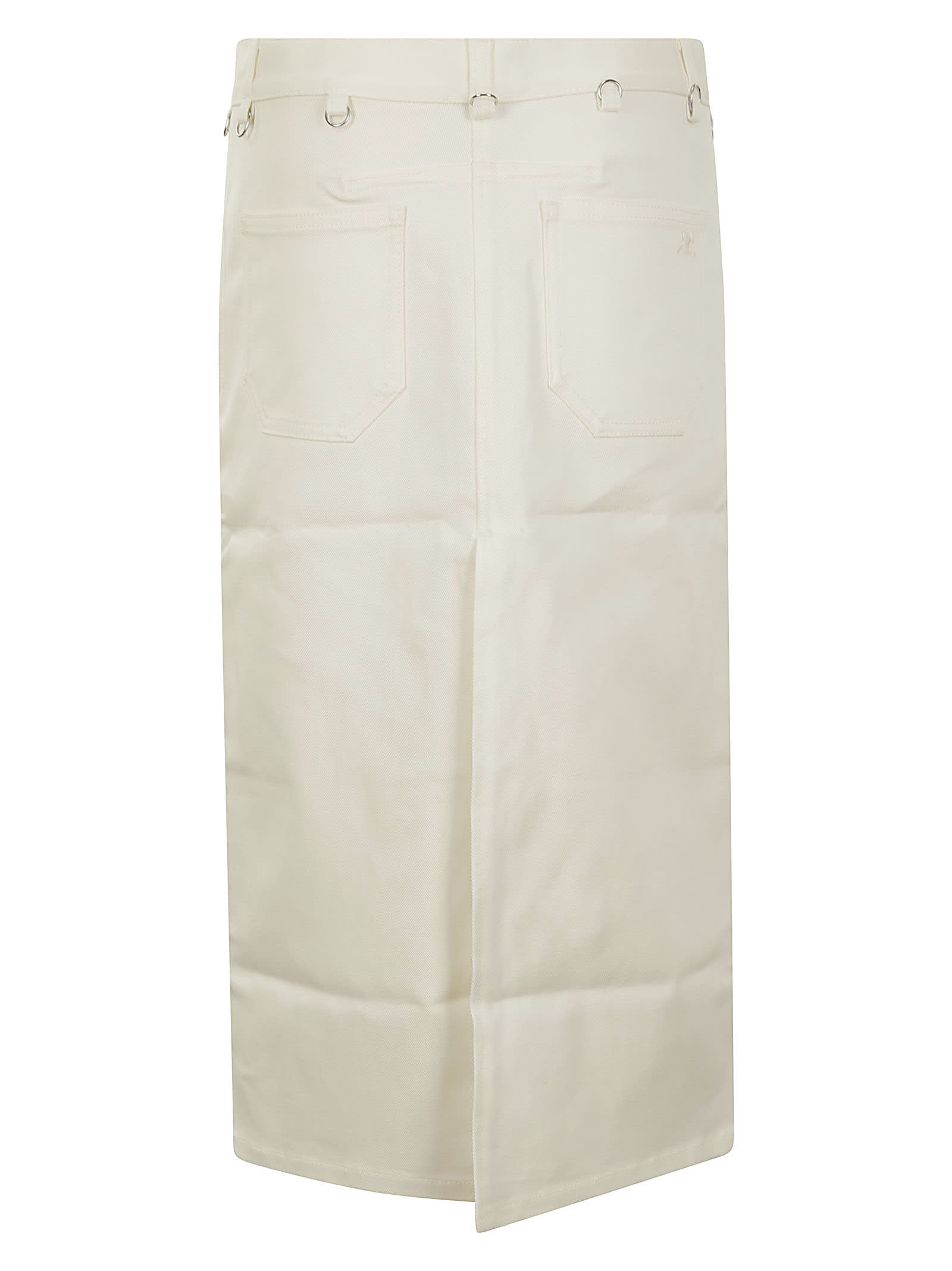 Shop Courrèges Multiflex White Denim Skirt In Heritage White