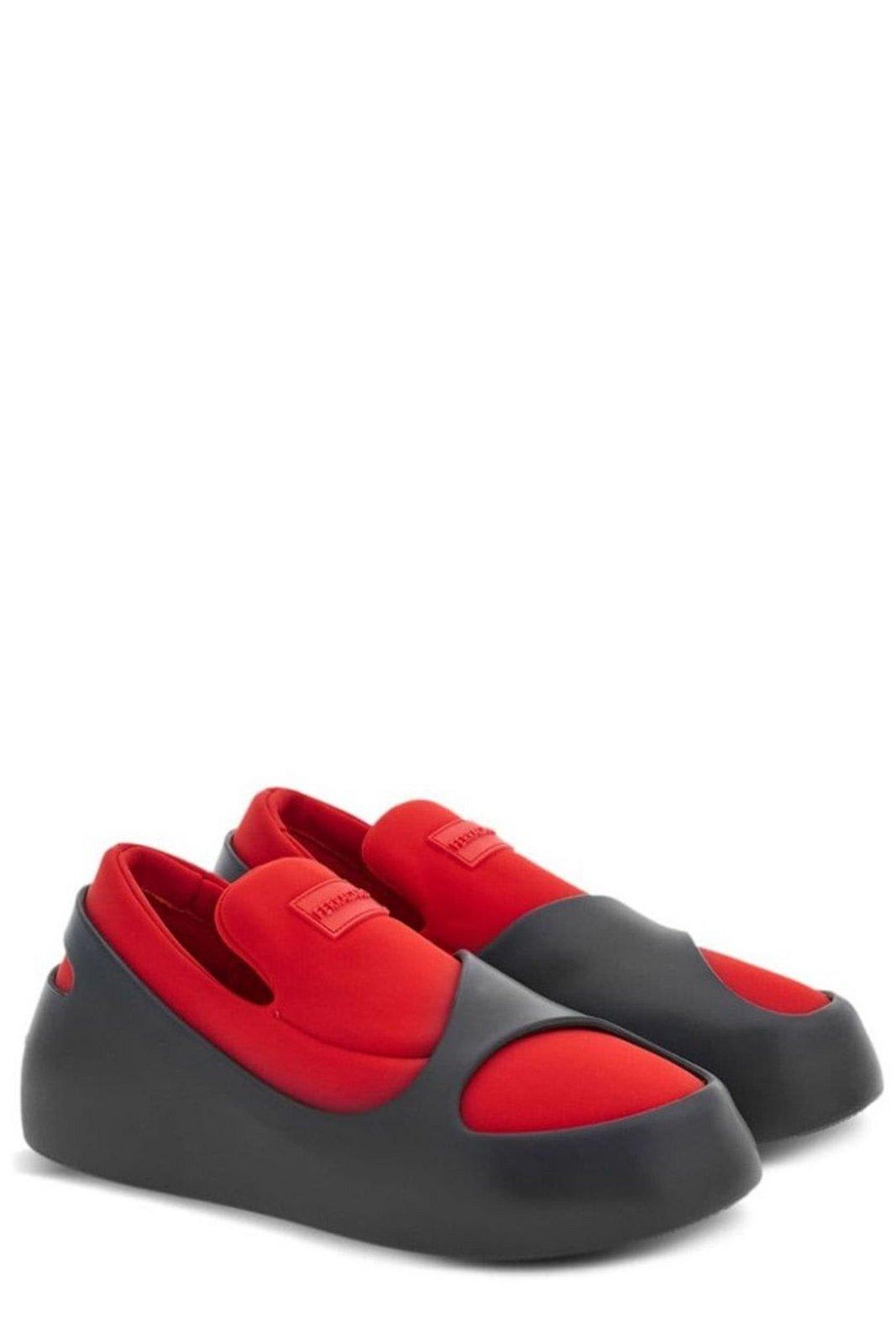 Ferragamo Round-toe Slip-on Loafers In Red
