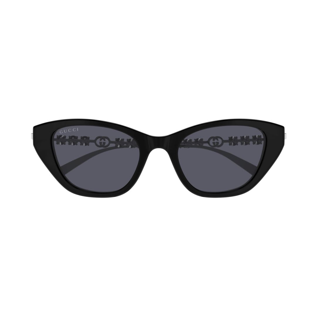 Gucci Gg1968s Linea Emblem 002 Black Silver Grey Sunglasses In Black