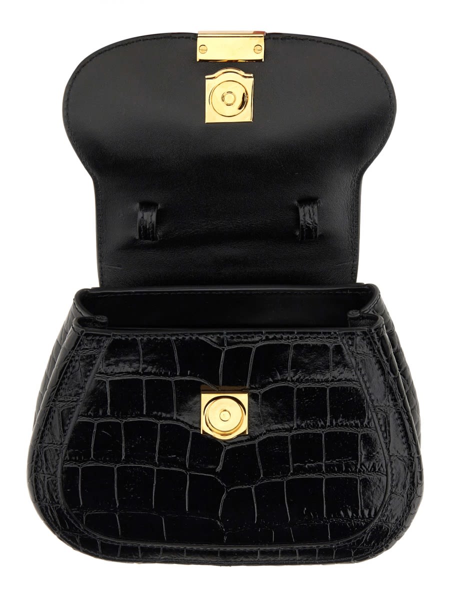 Shop Versace Mini Greek Goddess Bag In Black