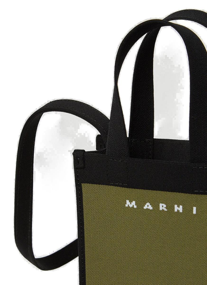 Shop Marni Colour-block Knitted Tote Bag In Green