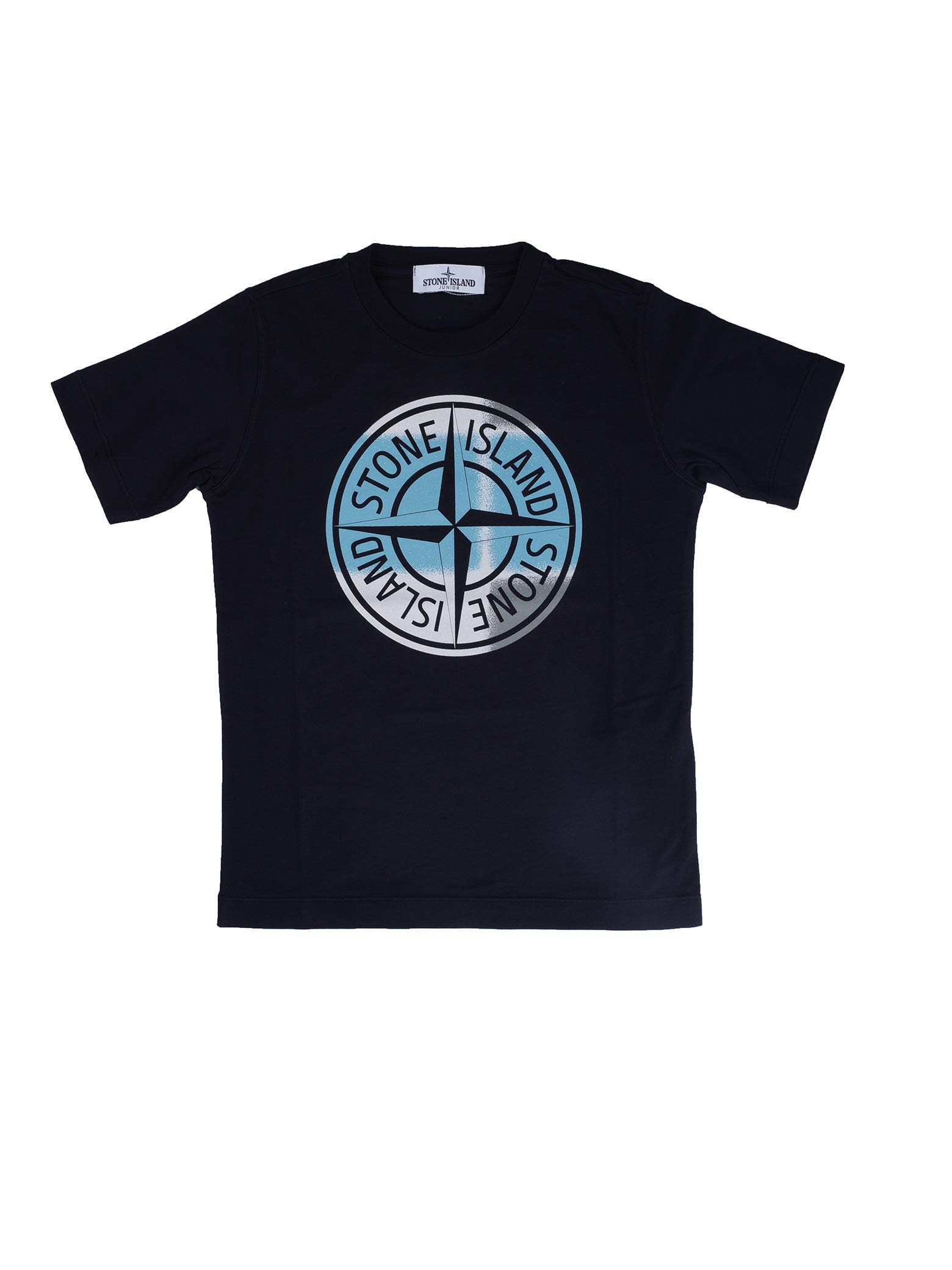 Stone Island Bluee Short Sleeve T-shirt With Logo