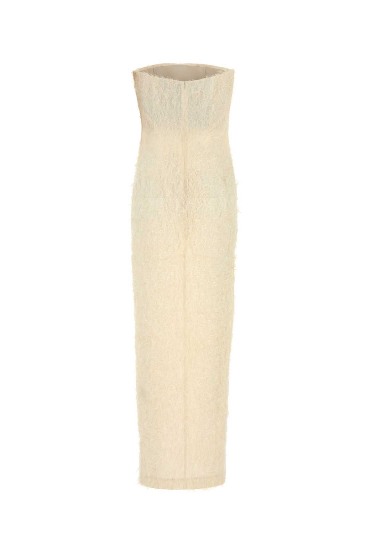 Totême Off-white Strapless Fil Coupé Maxi Dress In Ecru